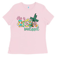 Bubblegum Pink He is risen indeed Easter Ladies Tee - CowGirlArtShop