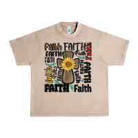 French Oak faith cross Urban Heavy Tee - MaliasSmallBusiness