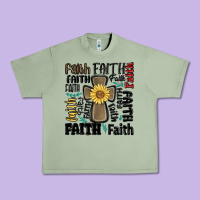Faith Cross Urban Heavy Tee Designed By Maliassmallbusiness