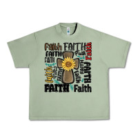 Oil Green faith cross Urban Heavy Tee - MaliasSmallBusiness