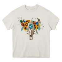 Cream boho bull skull Heavy Core Tee - BarkalooDesign