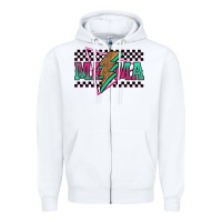 White mama techno lightning bolt Zipper Hoodie - Jasminsmagicworld