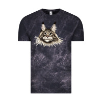 Cloud Black Maine Coon Cat Face Vintage Tee - LillyAllenDesigns
