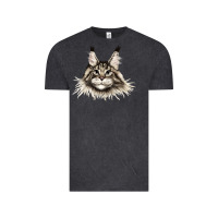 Vintage Black Maine Coon Cat Face Vintage Tee - LillyAllenDesigns