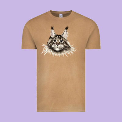 Maine Coon Cat Face Vintage Tee Designed By Lillyallendesigns
