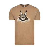 Vintage Coffee Maine Coon Cat Face Vintage Tee - LillyAllenDesigns
