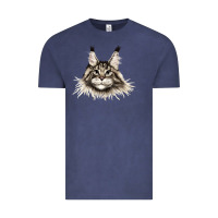 Vintage Denim Maine Coon Cat Face Vintage Tee - LillyAllenDesigns
