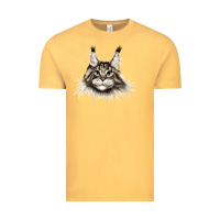 Vintage Mustard Maine Coon Cat Face Vintage Tee - LillyAllenDesigns