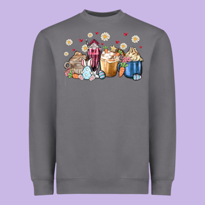 Easter Coffee Cups Heavyweight Sweatshirt Designed By Maliassmallbusiness