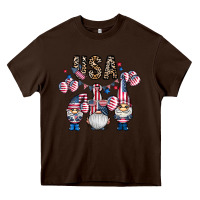 Chocolate Brown usa america gnome Heavy Core Tee - CowhideDigitalArt