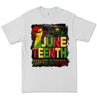 Dove Grey juneteenth fist free ish since 1865 with background Premium Tee - HRA Design Shop