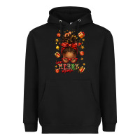 Black one merry mama christmas afro messy bun Heavyweight Hoodie - texasbilliewilder