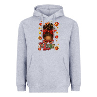 Heather Grey one merry mama christmas afro messy bun Heavyweight Hoodie - texasbilliewilder