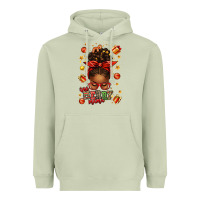 Matcha one merry mama christmas afro messy bun Heavyweight Hoodie - texasbilliewilder