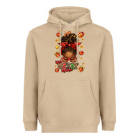 Mushroom one merry mama christmas afro messy bun Heavyweight Hoodie - texasbilliewilder