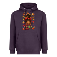 Plum one merry mama christmas afro messy bun Heavyweight Hoodie - texasbilliewilder