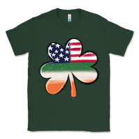 Sports Green st patricks day shamrock american flag Classic Tee - MaliasSmallBusiness