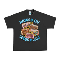 Pigment Black raised on jesus music Urban Heavy Tee - MaliasSmallBusiness