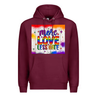 Burgundy more love less hate tumbler Premium Hoodie - JahusDesignShop