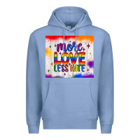 Colony Blue more love less hate tumbler Premium Hoodie - JahusDesignShop