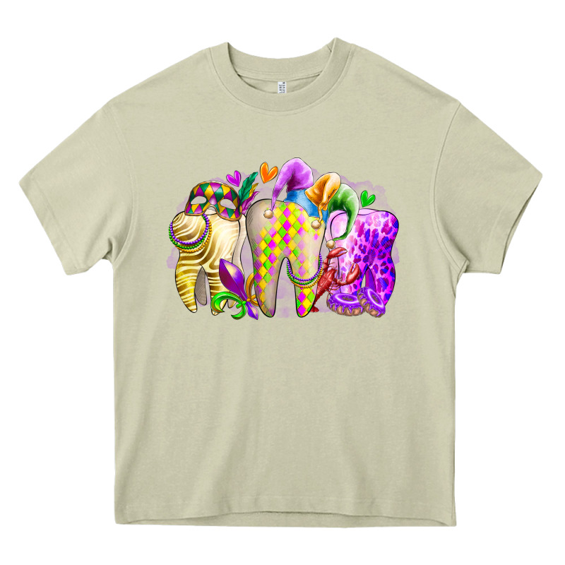 Mardi Gras Tooth Heavy Core Tee by RacoonDesign | Teevron