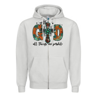 With God All Things Are Possible Gemstone Cross Zipper Hoodie | Teevron