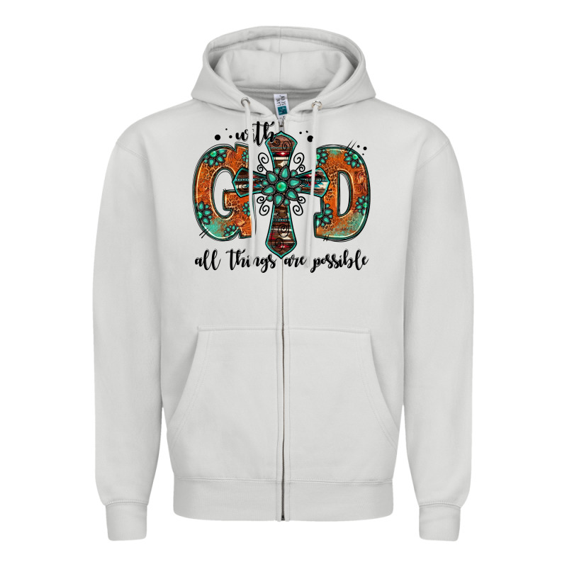With God All Things Are Possible Gemstone Cross Zipper Hoodie by Jasminsmagicworld | Teevron