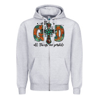 Heather Grey with god all things are possible gemstone cross Zipper Hoodie - Jasminsmagicworld