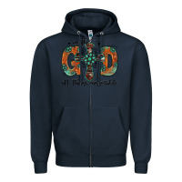 Navy with god all things are possible gemstone cross Zipper Hoodie - Jasminsmagicworld