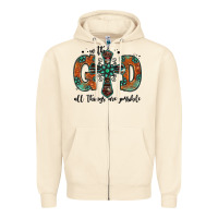 Sandshell with god all things are possible gemstone cross Zipper Hoodie - Jasminsmagicworld