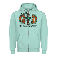 Seafoam with god all things are possible gemstone cross Zipper Hoodie - Jasminsmagicworld