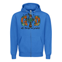 True Royal with god all things are possible gemstone cross Zipper Hoodie - Jasminsmagicworld