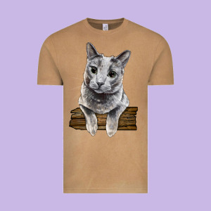 Russian Blue Cat Face Vintage Tee Designed By Lillyallendesigns