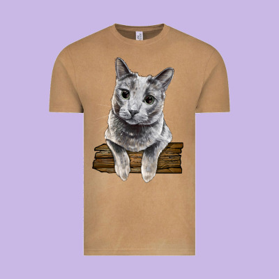 Russian Blue Cat Face Vintage Tee Designed By Lillyallendesigns
