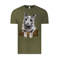 Vintage Olive Russian Blue Cat Face Vintage Tee - LillyAllenDesigns