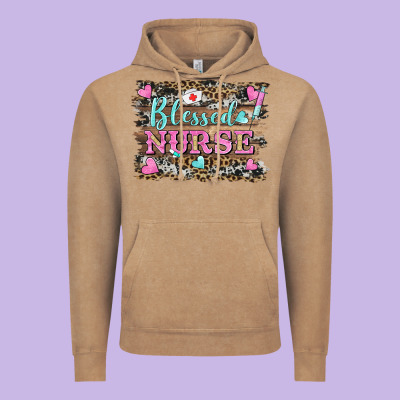 Blessed Nurse Vintage Hoodie Designed By Barkaloodesign