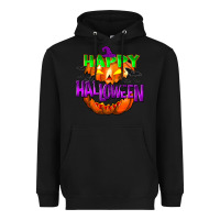 Black Happy Halloween Heavyweight Hoodie - NancyCooperArtShop