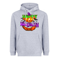 Heather Grey Happy Halloween Heavyweight Hoodie - NancyCooperArtShop