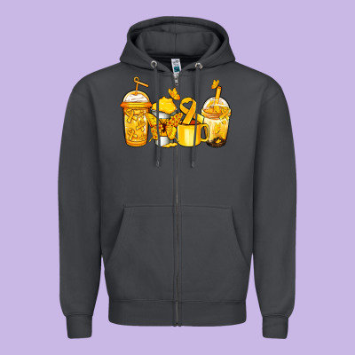 Childhood Cancer Coffee Zipper Hoodie Designed By Jasminsmagicworld