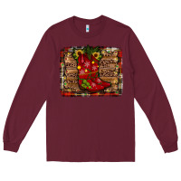Burgundy cowboy boots christmas Long Sleeve Tee - JahusDesignShop