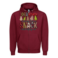 Burgundy torn between looking like a snack and eating one christmas cake Zipper Hoodie - Jasminsmagicworld