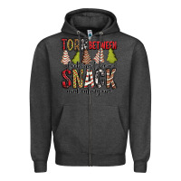 Charcoal Heather torn between looking like a snack and eating one christmas cake Zipper Hoodie - Jasminsmagicworld