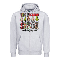 Heather Grey torn between looking like a snack and eating one christmas cake Zipper Hoodie - Jasminsmagicworld
