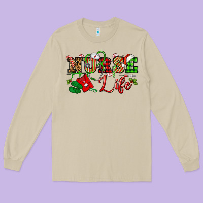 Nurse Life Christmas Long Sleeve Tee Designed By Nancycooperartshop