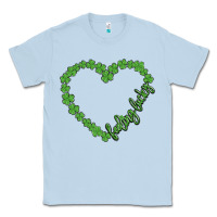 Dusty Blue shamrock heart felling lucky Classic Tee - MaliasSmallBusiness
