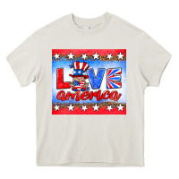 Cream love america gnome Heavy Core Tee - HRA Design Shop