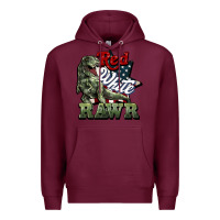 Burgundy Red white rawr 4th of july Premium Hoodie - HowdyJamesFarm