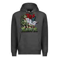 Charcoal Heather Red white rawr 4th of july Premium Hoodie - HowdyJamesFarm