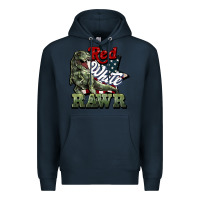 Navy Red white rawr 4th of july Premium Hoodie - HowdyJamesFarm