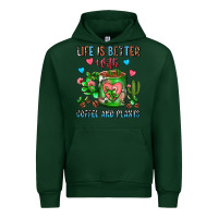 Forest Green Life Is Better With Coffee And Plants Cactus Coffe Urban Hoodie - FaDigitalArtStudio